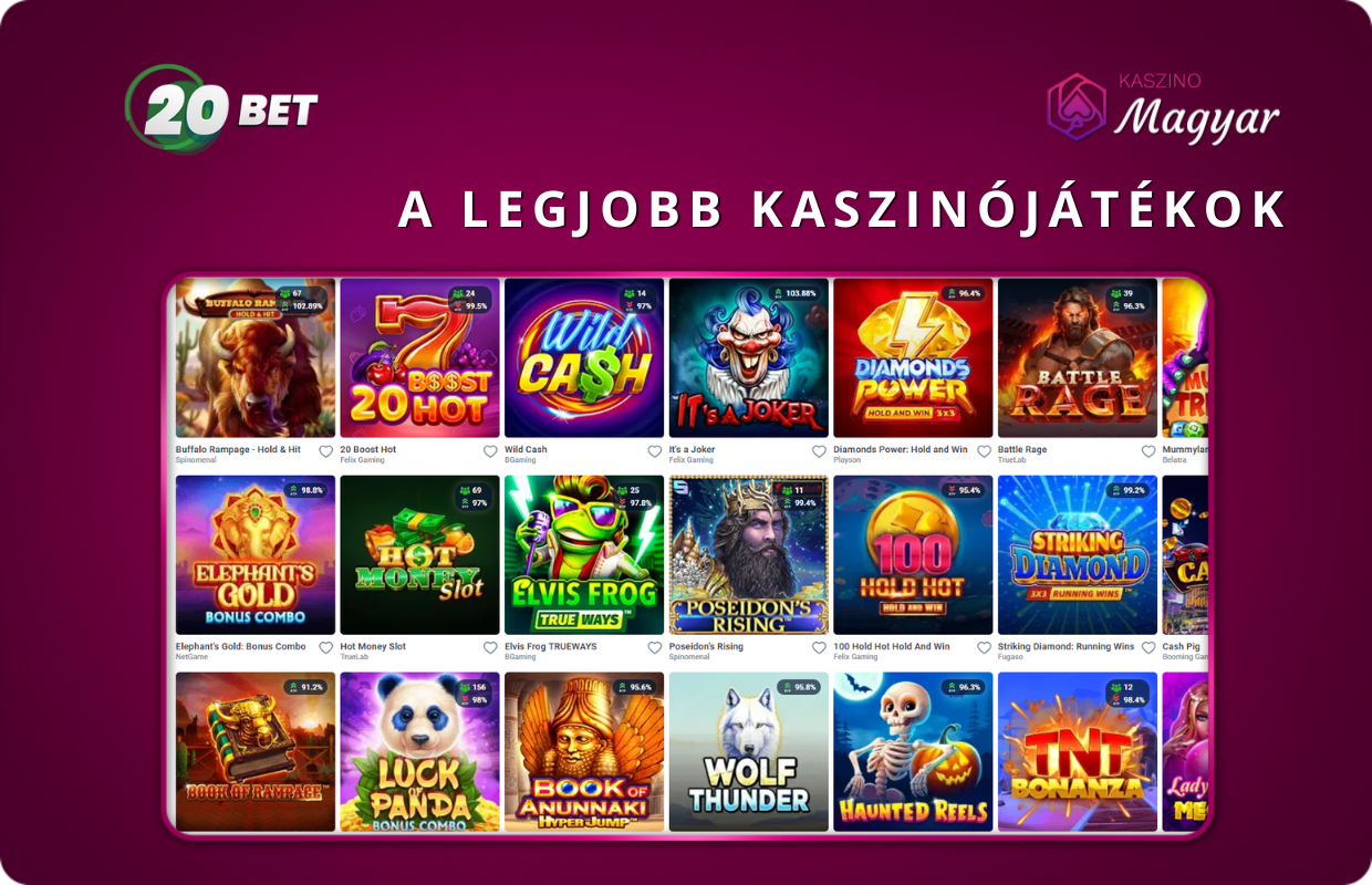 A 20Bet kaszinóban a következő népszerű azonnali játékok érhetők el a „GYORS JÁTÉKOK” szekcióban, mint például az Aviator vagy a Plinko, amelyek gyors és izgalmas szerencsejáték élményt nyújtanak.