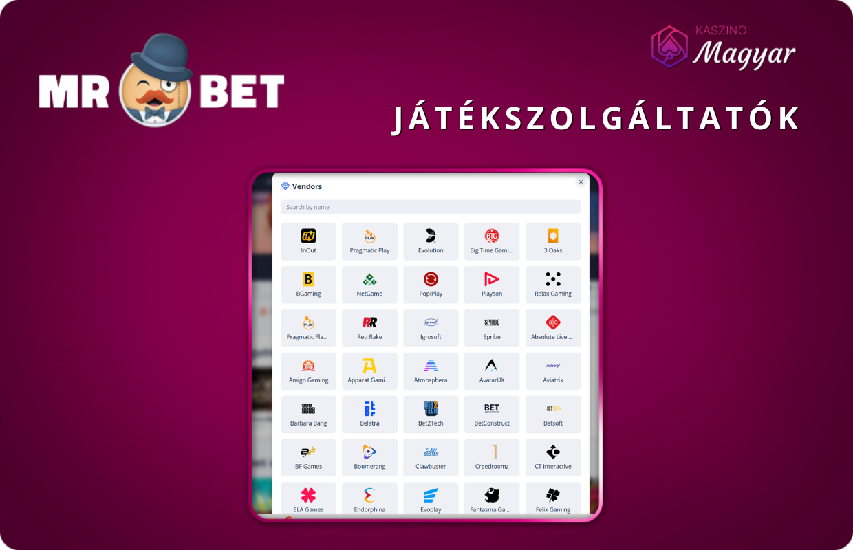 Mr.Bet játék szolgáltatók