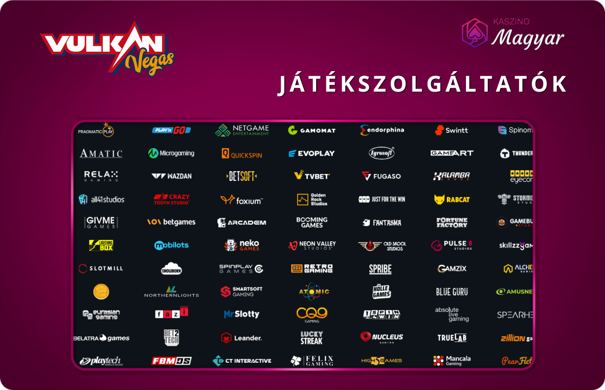 Vulkan Vegas játék szolgáltatói
