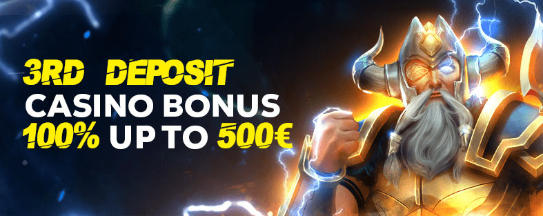 <strong>Üdvözlő bónusz a harmadik befizetéskor:</strong> 100% legfeljebb €500-ig, minimum befizetés €20, x35 fogadási követelmény.