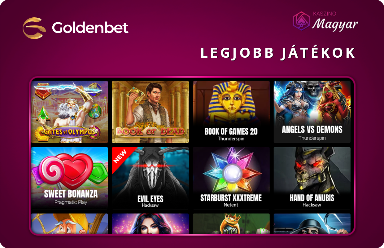 több mint 210 játékot kínál a vezető szolgáltatóktól, mint például az Evolution Gaming, Pragmatic Play, XProGaming és EGT. Az ajánlatban megtalálhatóak a népszerű játékos választások, beleértve