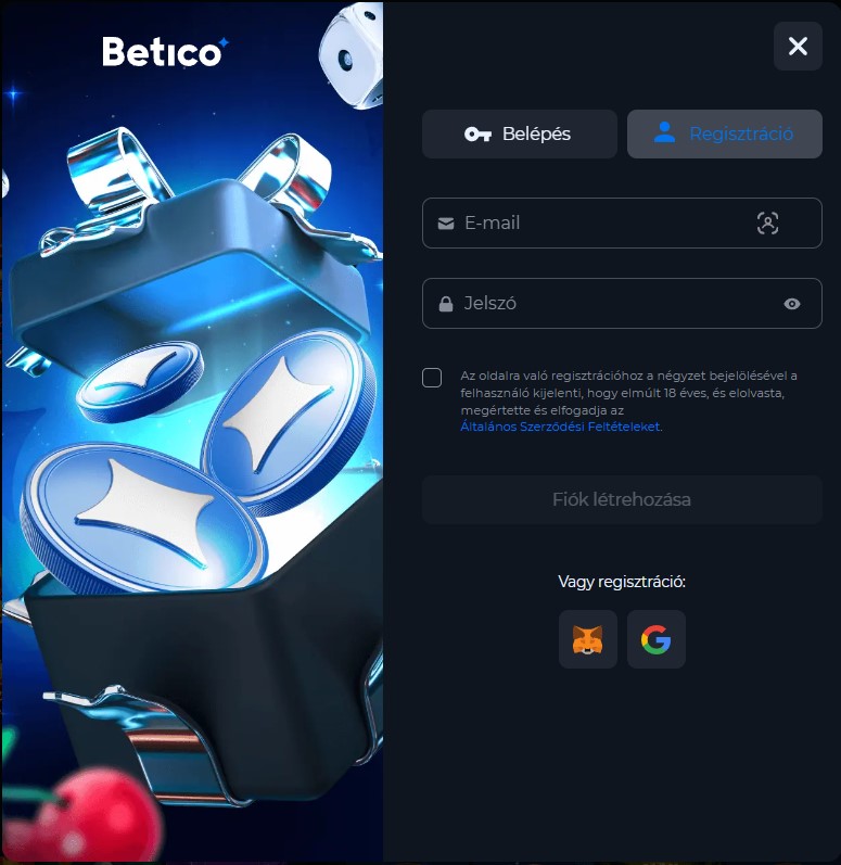 Regisztráció Betico
